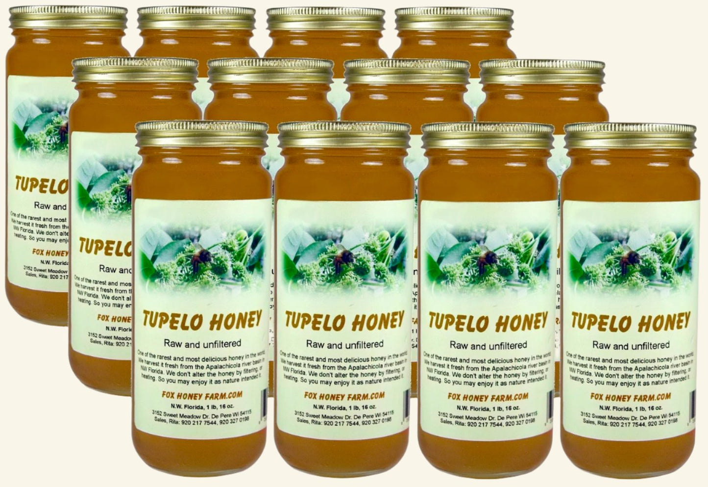 Tupelo Honey Case of 12 Glass Jars FREE SHIPPING